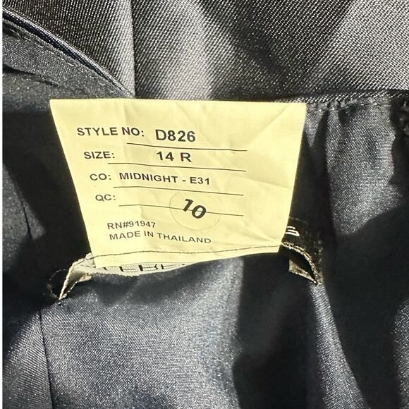 Alfred Sung Maxi Gown Women's 14R Navy Blue Square Neck Satin A-Line Sleeveless - Picture 10 of 11